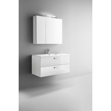 Комплект мебели Arbi Petit (PE03), белый глянцевый (тумба+раковина+зеркальный шкаф)
