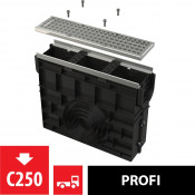 Пескоуловитель для дренажного канала AVZ103 с металлической рамой и оцинкованной решеткой C250 AlcaPlast AVZ103R-R104S