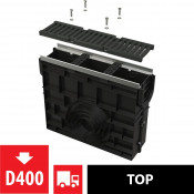 Пескоуловитель для дренажного канала AVZ103 с металлической рамой и чугунной решеткой D400 AlcaPlast AVZ103R-R201