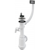 Сифон для мойки с нержавеющей решеткой DN70, гофропереливом и штуцером AlcaPlast A444P-DN50/40