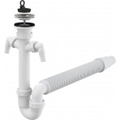 Сифон трубчатый с нержавеющей peшeткой DN70, двумя штуцерами и гофрой AlcaPlast A840-DN50/40