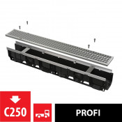 Дренажный канал 100 мм с металлической рамой и оцинкованной решеткой C250 AlcaPlast AVZ103-R104