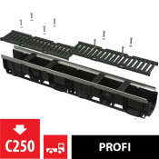 Дренажный канал 100 мм с металлической рамой и чугунной решеткой C250 AlcaPlast AVZ103-R202