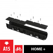 Дренажный канал 100 мм с пластиковой рамой и пластиковой решеткой А15 AlcaPlast AVZ104-R401