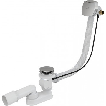Сифон для ванны с напуском воды через перелив для ванн с толстыми стенками, хром AlcaPlast A565CRM1-80