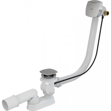 Сифон для ванны с напуском воды через перелив для ванн с толстыми стенками, хром AlcaPlast A565CRM2-100
