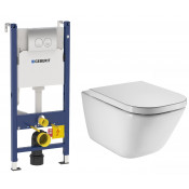 Подвесной унитаз с инсталляцией комплект Geberit Сет Duofix 458.124.21.1 +Roca Gap CleanRim 34647L000