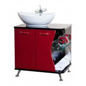 Тумба напольная Bellezza Рио 70 с раковиной левая черная/красная