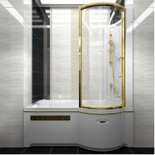 Стенка со стеклянной шторкой на ванну Радомир Валенсия прозрачная золото 1-61-3-0-0-0210