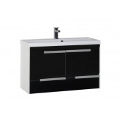 Тумба с раковиной Aquanet Тиволи 100 чёрный 180067+179392