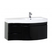 Тумба с раковиной Aquanet Опера 115 R черный 3 ящика 169659+169399