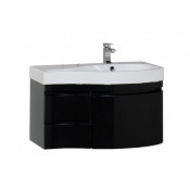 Тумба с раковиной Aquanet Сопрано 95 R черный 169663+169396