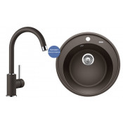 Комплект мойка для кухни Blanco Riona 45 и смеситель Blanco Mida Silgranit, кофе 521401M2