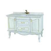 Тумба с раковиной Bellezza Рим 110, напольная, цвет белый с патиной золото