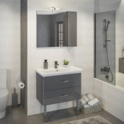 Тумба-умывальник Comforty Рим-80 серая с раковиной Comforty XD-S80 (без ножек)