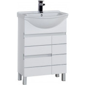 Тумба с раковиной Aquanet Доминика 60 белый 171684+170121