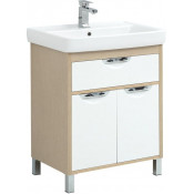 Тумба с раковиной Aquanet Гретта 70 светлый дуб 1 ящик, 2 дверцы 239402 + 215663 