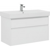 Тумба с раковиной Aquanet Nova Lite 100 белый (2 ящика)  242581 + 242907
