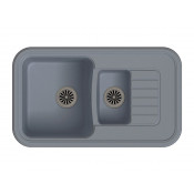 Кухонная прямоугольная мойка Ewigstein Antik 60 KF 86х51 см, серый металлик