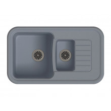 Кухонная прямоугольная мойка Ewigstein Antik 60 KF 86х51 см, серый металлик