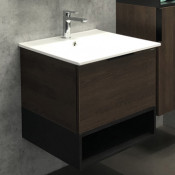 Тумба-умывальник Comforty Франкфурт-60 дуб шоколадно-коричневый с раковиной Comforty 60E