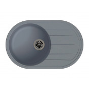 Кухонная овальная мойка Ewigstein Elegant R50F 75.2х47 см, серый металлик