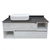 Тумба-умывальник Comforty Прага-120 дуб белый с серой столешницей и раковиной Comforty 78189