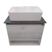 Тумба-умывальник Comforty Прага-60 дуб белый с серой столешницей и раковиной Comforty PZ-6068