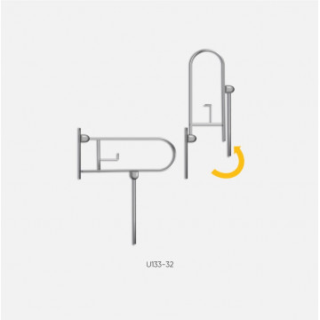 Поручень откидной U133-32-2000-750 с держателем для туалетной бумаги, со складной опорой в пол