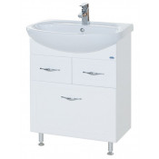 Тумба напольная с раковиной Bellezza Стелла 65 с двумя ящиками и бельевой корзиной белая