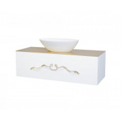 Тумба подвесная Bellezza Римини 100 белая/сусальное золото