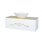 Тумба подвесная Bellezza Римини 90 белая/сусальное золото