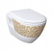 Унитаз подвесной Creavit TP325-00CB00E-CA00 декор цветы с биде