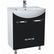 Тумба с раковиной Bellezza Альфа 55 с нижним ящиком чёрная