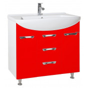 Тумба с раковиной Bellezza Альфа 90 красная