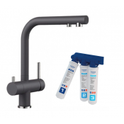 Смеситель Blanco Fontas II Silgranit с фильтром BWT-Барьер, темная скала