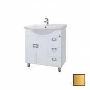 Тумба с раковиной Bellezza Миа 75 с 3 ящиками белая золото