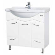 Тумба Bellezza Мари 75 с раковиной Rosa 2 ящика белая