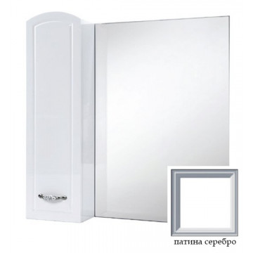 Зеркало-шкаф Bellezza Амелия 80 левое белое (патина) серебро