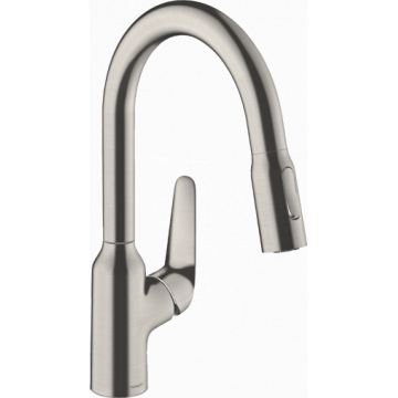 Смеситель для кухни с выдвижным изливом Hansgrohe Focus M42 180 2jet sBox 71821800 сталь