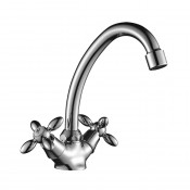 Смеситель для умывальника Decoroom двуручный, с поворотным изливом DR48012