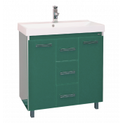 Тумба с раковиной Misty Джулия Qvatro 75 с 3 ящиками прямая зеленая