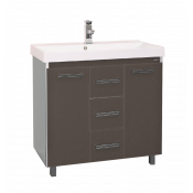 Тумба с раковиной Misty Джулия Qvatro 75 с 3 ящиками прямая коричневая