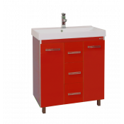 Тумба с раковиной Misty Джулия Qvatro 75 с 3 ящиками прямая красная