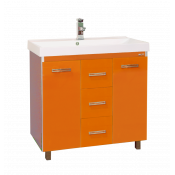 Тумба с раковиной Misty Джулия Qvatro 75 с 3 ящиками прямая оранжевая