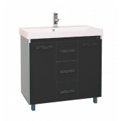 Тумба с раковиной Misty Джулия Qvatro 75 с 3 ящиками прямая черная