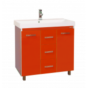 Тумба с раковиной Misty Джулия Qvatro 90 с 3 ящиками прямая красная