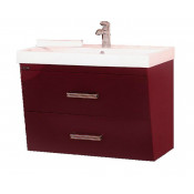 Тумба Misty Джулия Qvatro 75 подвесная конус с 2 ящиками бордо