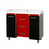 Тумба Misty Джулия Qvatro 105 с 3 ящиками конус черно-красная