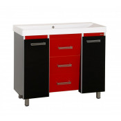 Тумба Misty Джулия Qvatro 105 с 3 ящиками конус красно-черная